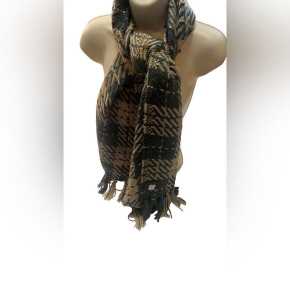 ECHO TAN & GREY SCARF ACRYLIC‎ & WOOL - Picture 3 of 6